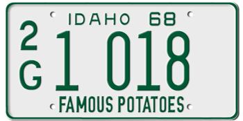 1968 IDAHO STATE LICENSE PLATE--EMBOSSED WITH YOUR CUSTOM NUMBER - This plate was also used in 69, 70, and 1971