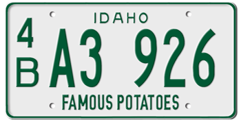 1972 IDAHO STATE LICENSE PLATE--