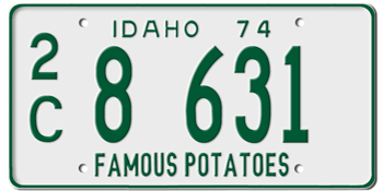 1974 IDAHO STATE LICENSE PLATE-- - This plate also used in 1975