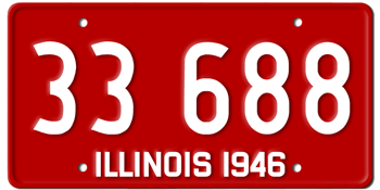 1946 ILLINOIS STATE LICENSE PLATE--EMBOSSED WITH YOUR CUSTOM NUMBER
