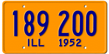 1952 ILLINOIS STATE LICENSE PLATE--