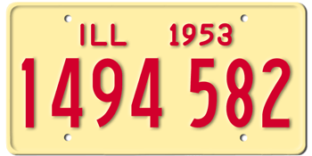 1953 ILLINOIS STATE LICENSE PLATE--