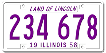 1958 ILLINOIS STATE LICENSE PLATE - EMBOSSED WITH YOUR CUSTOM NUMBER