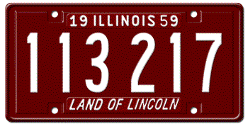 1959 ILLINOIS STATE LICENSE PLATE - EMBOSSED WITH YOUR CUSTOM NUMBER