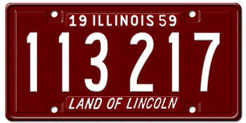 1959 ILLINOIS STATE LICENSE PLATE - 