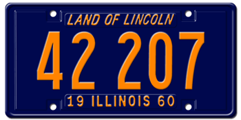 1960 ILLINOIS STATE LICENSE PLATE - EMBOSSED WITH YOUR CUSTOM NUMBER