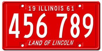 1961 ILLINOIS STATE LICENSE PLATE - EMBOSSED WITH YOUR CUSTOM NUMBER