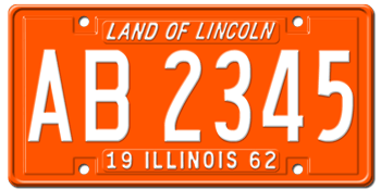1962 ILLINOIS STATE LICENSE PLATE - EMBOSSED WITH YOUR CUSTOM NUMBER