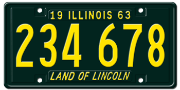 1963 ILLINOIS STATE LICENSE PLATE - EMBOSSED WITH YOUR CUSTOM NUMBER