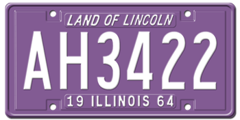 1964 ILLINOIS STATE LICENSE PLATE - EMBOSSED WITH YOUR CUSTOM NUMBER
