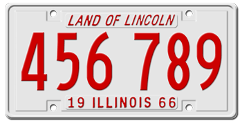 1966 ILLINOIS STATE LICENSE PLATE - EMBOSSED WITH YOUR CUSTOM NUMBER