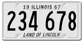 1967 ILLINOIS STATE LICENSE PLATE - EMBOSSED WITH YOUR CUSTOM NUMBER