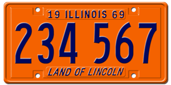 Original VINTAGE Nummernschild License Plate USA Illinois 1969 Plaque Targa 