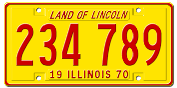 1970 ILLINOIS STATE LICENSE PLATE - EMBOSSED WITH YOUR CUSTOM NUMBER