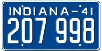 1941 INDIANA STATE LICENSE PLATE--EMBOSSED WITH YOUR CUSTOM NUMBER