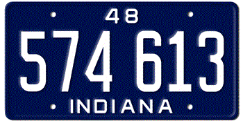 1948 INDIANA STATE LICENSE PLATE--EMBOSSED WITH YOUR CUSTOM NUMBER