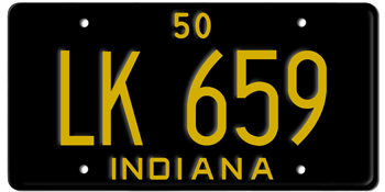 1950 INDIANA STATE LICENSE PLATE--EMBOSSED WITH YOUR CUSTOM NUMBER