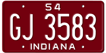 1954 INDIANA STATE LICENSE PLATE--EMBOSSED WITH YOUR CUSTOM NUMBER - This plate also used in 1955