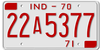 1970 INDIANA STATE LICENSE PLATE--