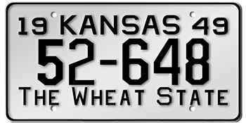 1949 KANSAS STATE LICENSE PLATE--