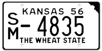 1956 KANSAS STATE LICENSE PLATE--