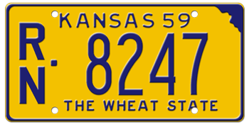 1959 KANSAS STATE LICENSE PLATE--EMBOSSED WITH YOUR CUSTOM NUMBER