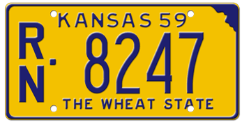 1959 KANSAS STATE LICENSE PLATE--