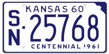 1960 KANSAS STATE LICENSE PLATE--EMBOSSED WITH YOUR CUSTOM NUMBER