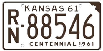 1961 KANSAS STATE LICENSE PLATE--EMBOSSED WITH YOUR CUSTOM NUMBER