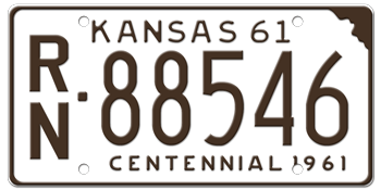 1961 KANSAS STATE LICENSE PLATE--