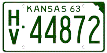 1963 KANSAS STATE LICENSE PLATE--EMBOSSED WITH YOUR CUSTOM NUMBER
