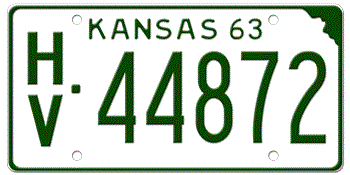 1963 KANSAS STATE LICENSE PLATE--