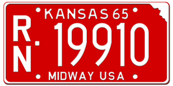 1965 KANSAS STATE LICENSE PLATE--EMBOSSED WITH YOUR CUSTOM NUMBER