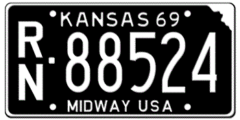 1969 KANSAS STATE LICENSE PLATE--EMBOSSED WITH YOUR CUSTOM NUMBER