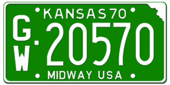 1970 KANSAS STATE LICENSE PLATE--EMBOSSED WITH YOUR CUSTOM NUMBER