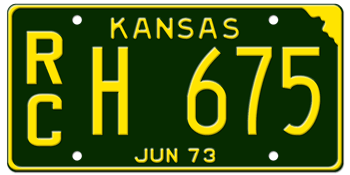 1973 KANSAS STATE LICENSE PLATE--