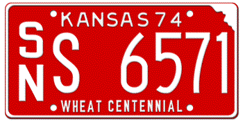 1974 KANSAS STATE LICENSE PLATE--EMBOSSED WITH YOUR CUSTOM NUMBER