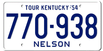 1954 KENTUCKY STATE LICENSE PLATE--EMBOSSED WITH YOUR CUSTOM NUMBER
