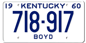 1960 KENTUCKY STATE LICENSE PLATE--EMBOSSED WITH YOUR CUSTOM NUMBER