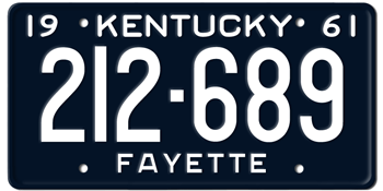 1961 KENTUCKY STATE LICENSE PLATE--EMBOSSED WITH YOUR CUSTOM NUMBER