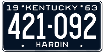 1963 KENTUCKY STATE LICENSE PLATE--