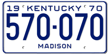 1970 KENTUCKY STATE LICENSE PLATE--