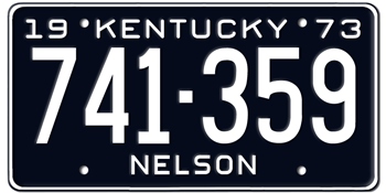 1973 KENTUCKY STATE LICENSE PLATE--