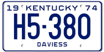 1974 KENTUCKY STATE LICENSE PLATE--EMBOSSED WITH YOUR CUSTOM NUMBER