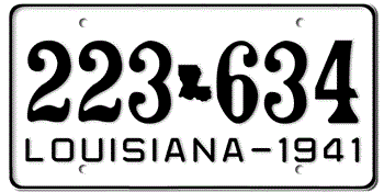 1941 LOUISIANA STATE LICENSE PLATE--EMBOSSED WITH YOUR CUSTOM NUMBER