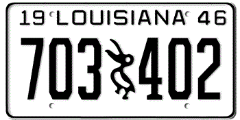 1946 LOUISIANA STATE LICENSE PLATE--EMBOSSED WITH YOUR CUSTOM NUMBER
