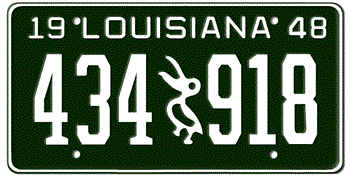 1948 LOUISIANA STATE LICENSE PLATE--EMBOSSED WITH YOUR CUSTOM NUMBER