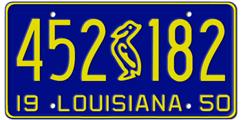 1950 LOUISIANA STATE LICENSE PLATE--EMBOSSED WITH YOUR CUSTOM NUMBER