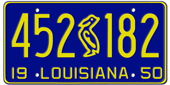 1950 LOUISIANA STATE LICENSE PLATE--