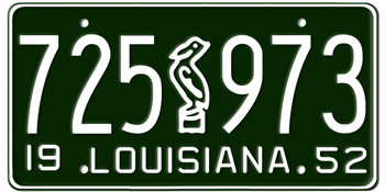 1952 LOUISIANA STATE LICENSE PLATE--